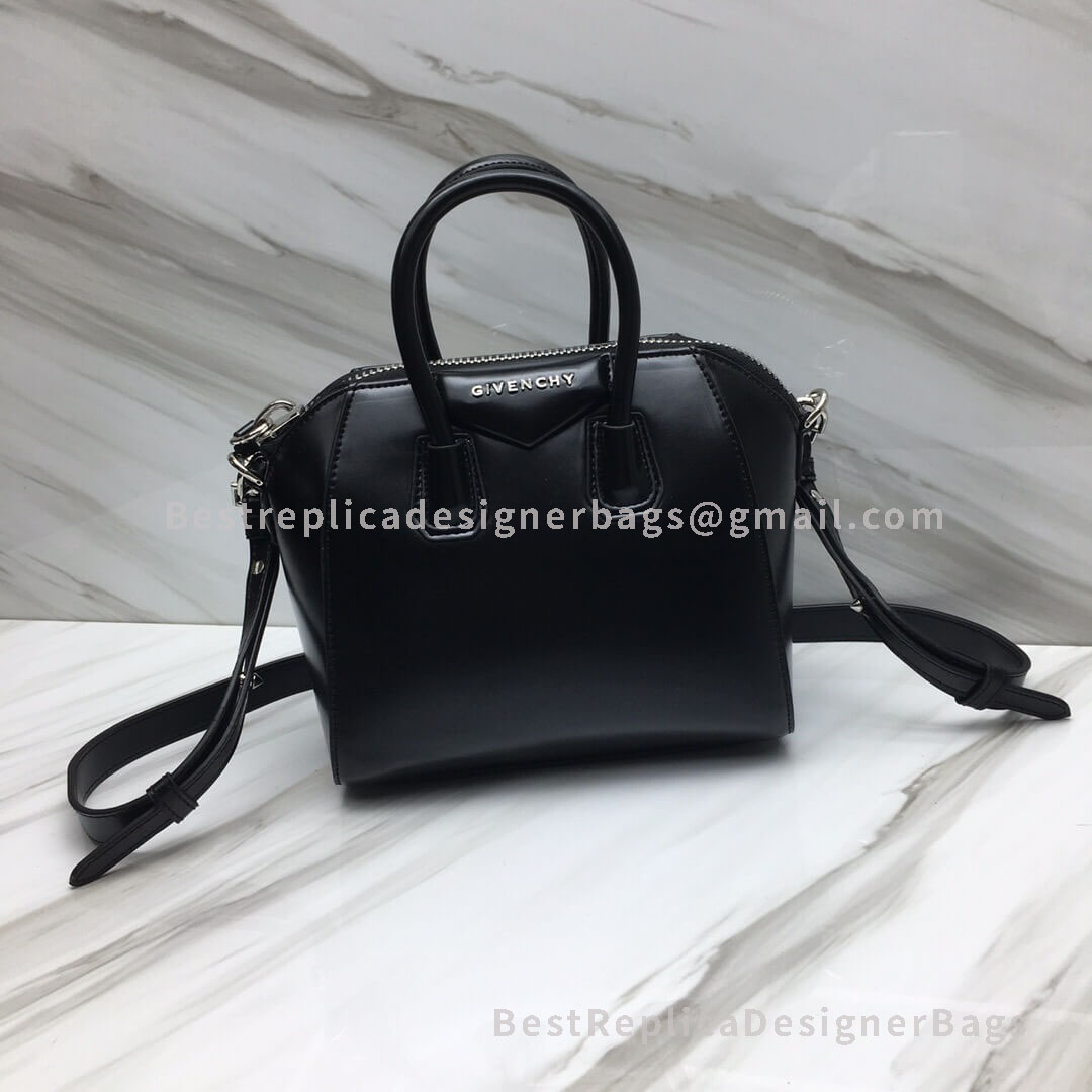 Givenchy Mini Antigona Bag Black In Satinated Calfskin SHW 2-29909